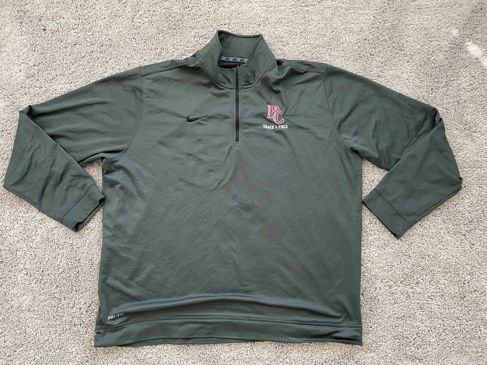 Nike Jacket Mens Extra Large Dri-Fit 1/4 Zip PC Track & Field Logo Gray