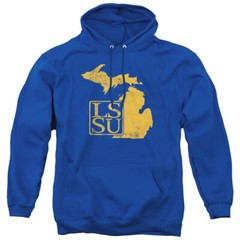 Lake Superior State Adult Pullover Hoodie State Shape, Royal Blue, S-3XL
