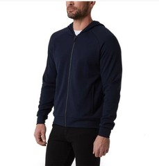 32 Degrees Mens XL Full Zip Stretch Hoodie Midweight Textured Jacket Pocket Blue