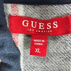 Guess Los Angeles Striped Short Sleeve Hoodie Mens XL Blue Red White Streetwear