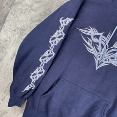 Vintage Sapphire Lounge Hoodie Mens XL Blue Fleece Sweatshirt Skater Y2K Tribal