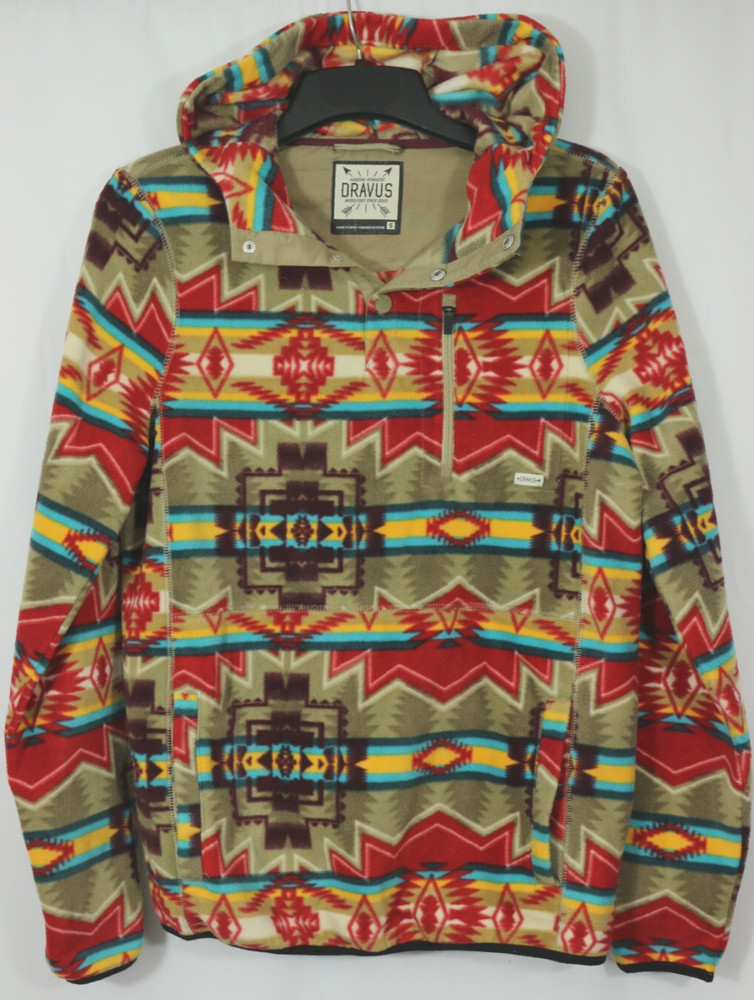 Dravus Men’s S Fleece Snap Neck Colorful All Over Aztec Southwest Print Hoodie
