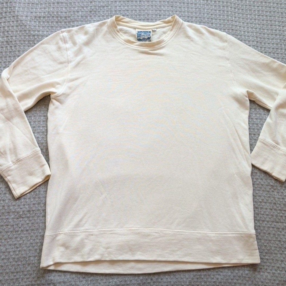 Jungmaven Sweatshirt Mens Large White Hemp Organic Cotton USA Crewneck Pullover
