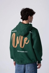 Men’s Beige Pullover Hoodie Graphic Logo Sweatshirt Casual Streetwear Kangaroo