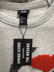 The Weeknd XO Sweatshirt Mens Medium H&M Gray Pullover Heart Big Logo Hip Hop