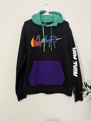 Nike Air Men’s L Fleece Pullover Hoodie Black/Green/Purple Graphic Logo
